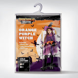 Purple Witch Costume for Girls – 5-Piece Halloween Dress-Up Set with Hat, Cape, Belt & Ribbon Broom
