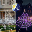 Large Lighted Halloween Spider Web – 250 LED Purple Lights with Hook & Stakes, Weatherproof Outdoor Decoration