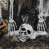 Realistic Skeleton Graveyard Set – Skull, Arms, Spider Web & Stakes for Outdoor Halloween Yard Decor