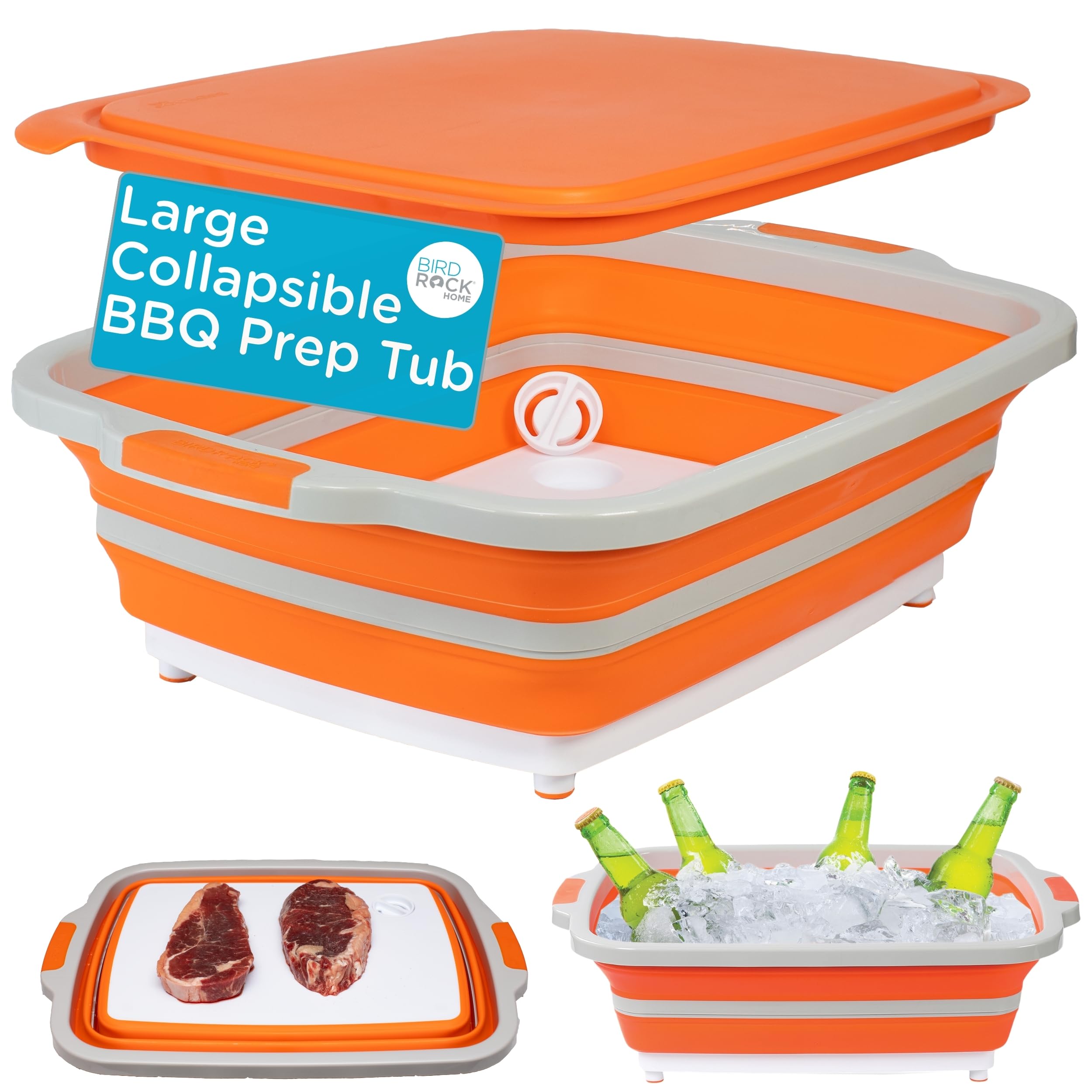 Collapsible BBQ Grill Prep Caddy 3-in-1 – Cutting Board, Wash Basket & Prep Station