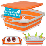 Collapsible BBQ Grill Prep Caddy 3-in-1 – Cutting Board, Wash Basket & Prep Station