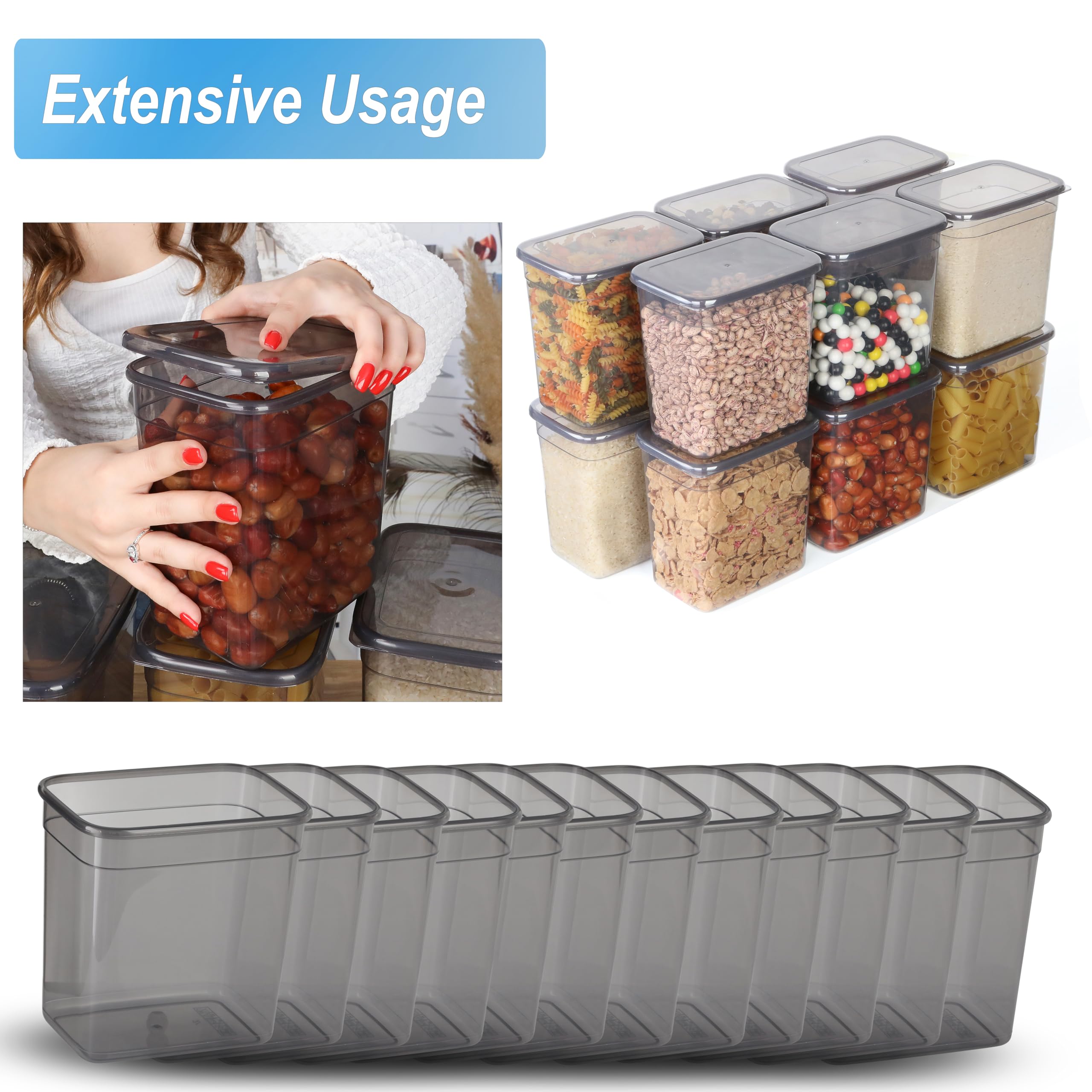 12-Piece Airtight Kitchen Storage Container Set – Stackable BPA-Free Food Canisters for Pantry Organization (Black)