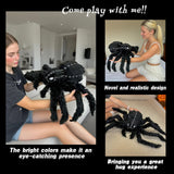Oversized Black Spider Plush – 34" Halloween Stuffed Decoration with Furry Legs & Embroidered Eyes – Giant Soft Halloween Prop