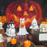 Set of 3 Light-Up Ghost Dogs – Handmade LED Halloween Decorations for Home, Office & Pet Lovers