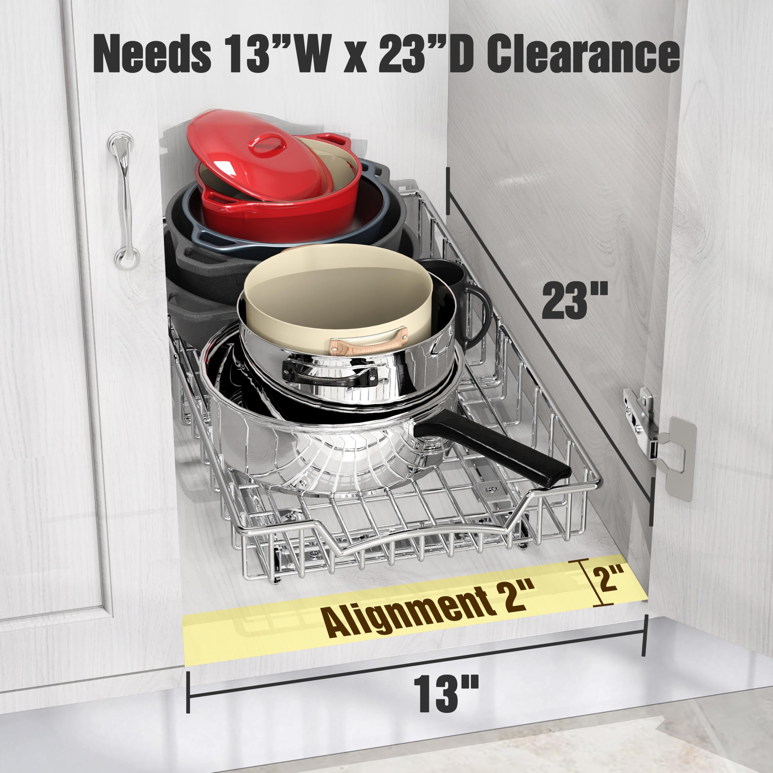 Under Cabinet Pull-Out Sliding Shelf Drawer – Heavy-Duty Ball-Bearing Organizer (21” x 11”)