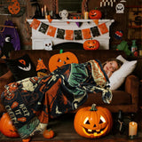 Halloween Ghost Skeleton Flannel Blanket – 50"x60" Soft Warm Throw for Couch, Bed & Travel