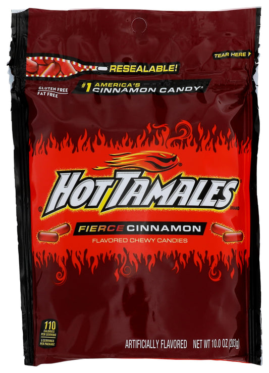 Hot Tamales Fierce Cinnamon Candy – Chewy Cinnamon Flavored Candy in Resealable Twist Bag (7 oz)