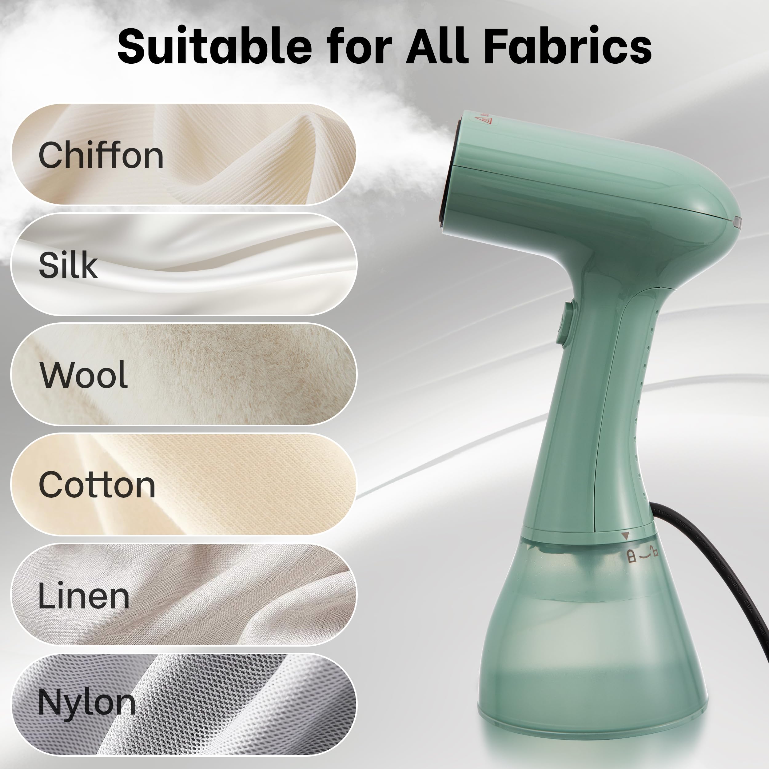 1500W Powerful Handheld Garment Steamer with 400ml Tank, Fast Heat Portable Wrinkle Remover for Travel & Home
