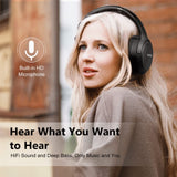 RUNOLIM Active Noise Cancelling Wireless Headphones with 70H Playtime & Hi-Fi Sound – Foldable Bluetooth Over-Ear Headset Black