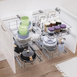 Heavy-Duty Pull-Out Cabinet Organizer – 1 Tier Slide-Out Drawer (Chrome-Plated)