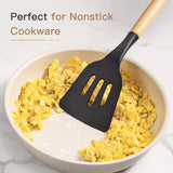 39-Piece Silicone Kitchen Utensil Set with Wooden Handles – Heat Resistant & Non-Stick Safe (Black)