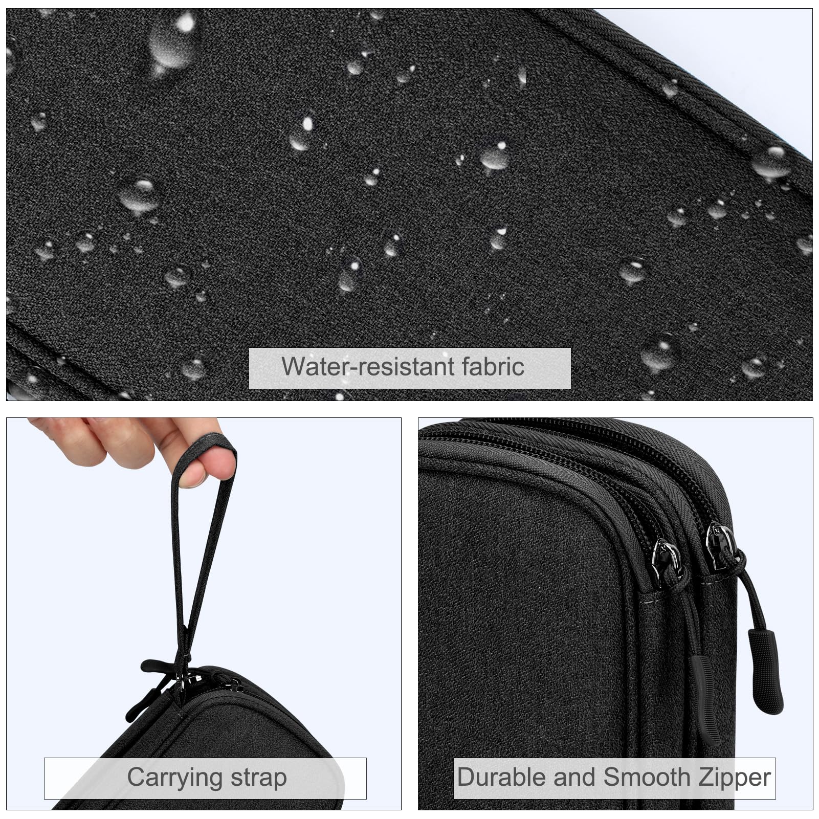 Portable Electronics Organizer Travel Case – Waterproof Cable Organizer Bag for Chargers, USB Cables, Earbuds & Tech Accessories