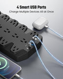 SUPERDANNY Heavy Duty Surge Protector Power Strip with 18 AC Outlets, 4 USB Ports & Flat Plug Wall Mount Extension Cord