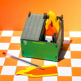 Genuine Fred Desk Dumpster Pencil Holder Funny 3-Compartment Office Organizer with Flame Note Cards