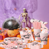 Halloween “Spooky One” 1st Birthday Party Tableware Set – Plates, Cups, Napkins, Cutlery (144 PCS)
