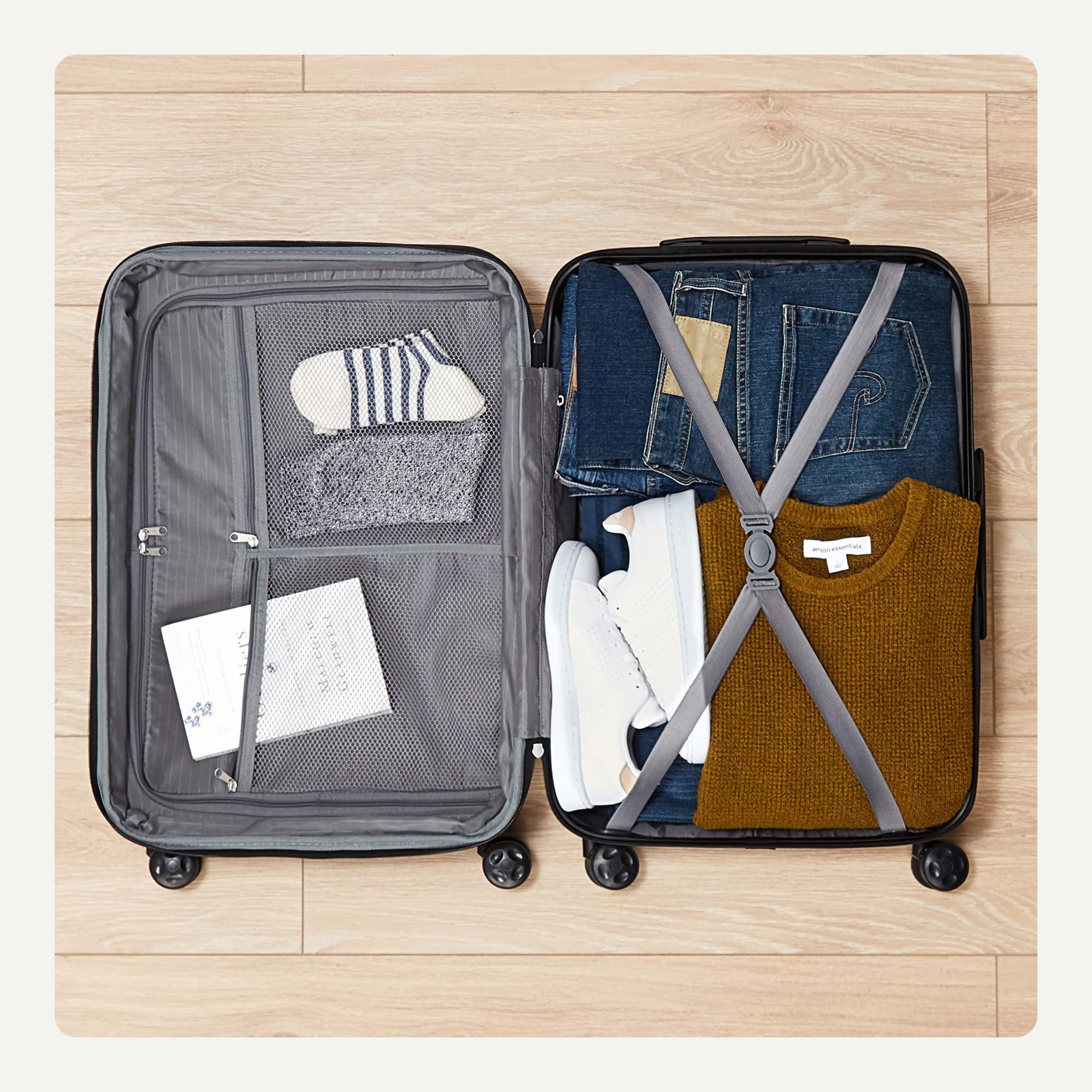 Amazon Basics 21-Inch Expandable Hardside Carry-On Luggage with Spinner Wheels – Navy Blue