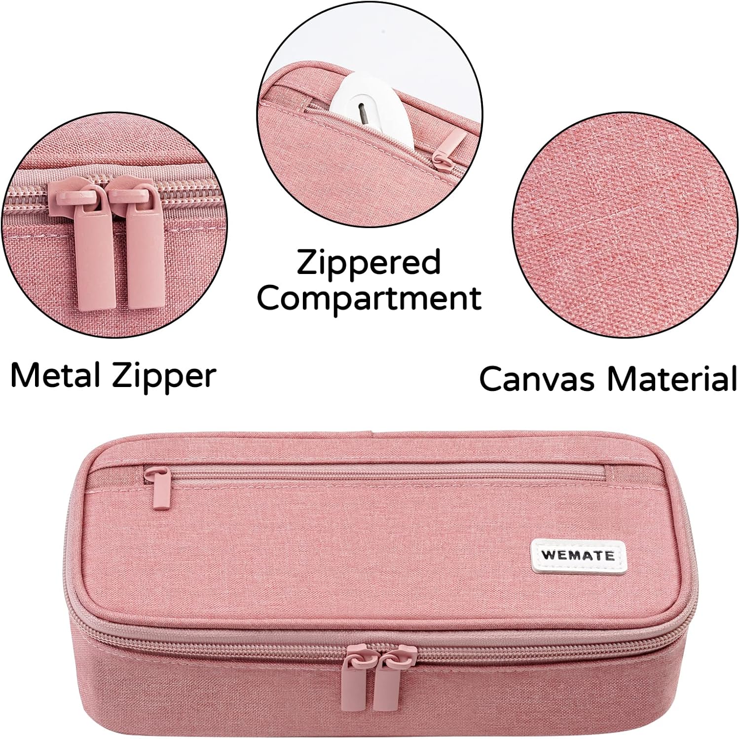 Large 80-Pencil Canvas Organizer Case with 5 Compartments