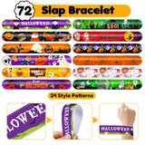 144PCS Halloween Party Favors Set – Slap Bracelets & Temporary Tattoos for Kids 🎃👻🕸 Perfect Trick-or-Treat Bundle