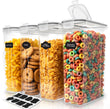 Clear Airtight Cereal Storage Containers with Pour Spout – Leakproof Pantry Canisters with Labels & Marker