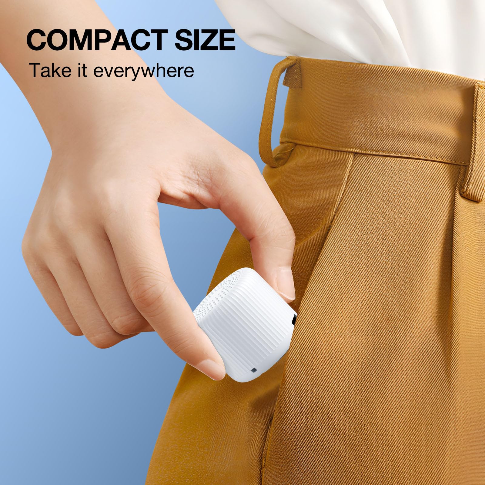 Ultra Mini White Noise Machine Portable Sleep Sound Soother with 15 Natural Sounds, 32 Volume Levels & USB-C Rechargeable Battery – Travel Pocket Size White