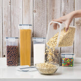 Airtight Food Storage Containers Set – 7-Piece Stackable Pantry Organizers (Clear & Black)