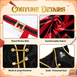 Kids All-in-One Pirate Costume Adventure Set – Red Outfit with Sword, Hat, Treasure Map, Spyglass & Gold Coins (Gift Box Ready)
