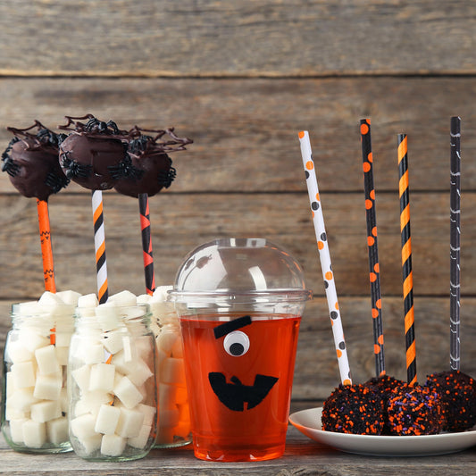 Halloween Paper Straws – 200-Pack Black, Orange & White Biodegradable Party Straws (8 Styles, Food-Grade Paper)