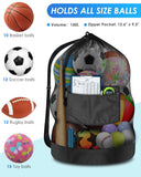 Heavy-Duty Mesh Soccer Ball Net Bag 100L – Large Capacity Drawstring Sports Equipment Storage with Zipper Pocket (Black)