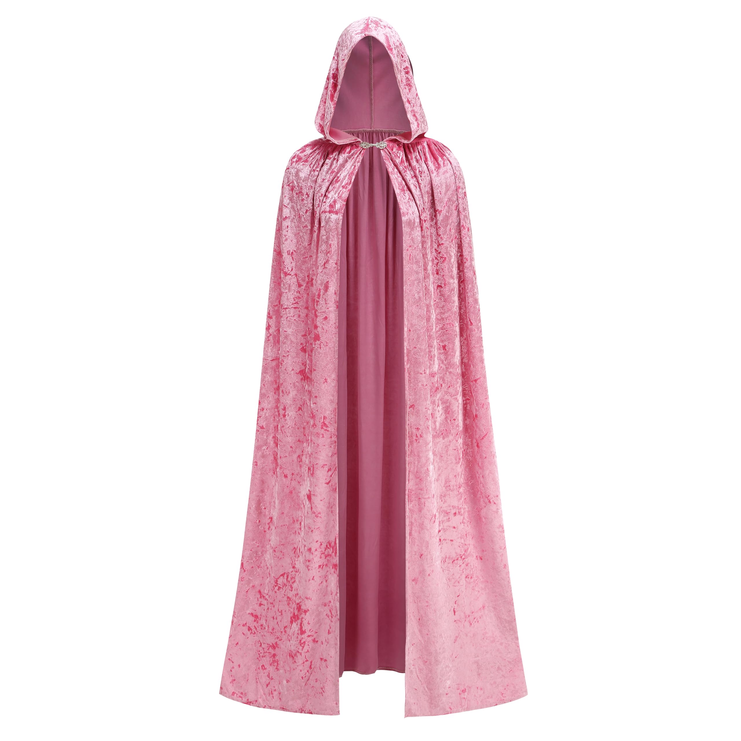 Princess Pink Velvet Hooded Cape – Full-Length Soft Cloak for Halloween, Cosplay & Renaissance Events 🎀✨