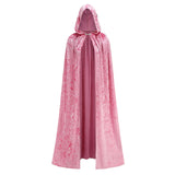 Princess Pink Velvet Hooded Cape – Full-Length Soft Cloak for Halloween, Cosplay & Renaissance Events 🎀✨