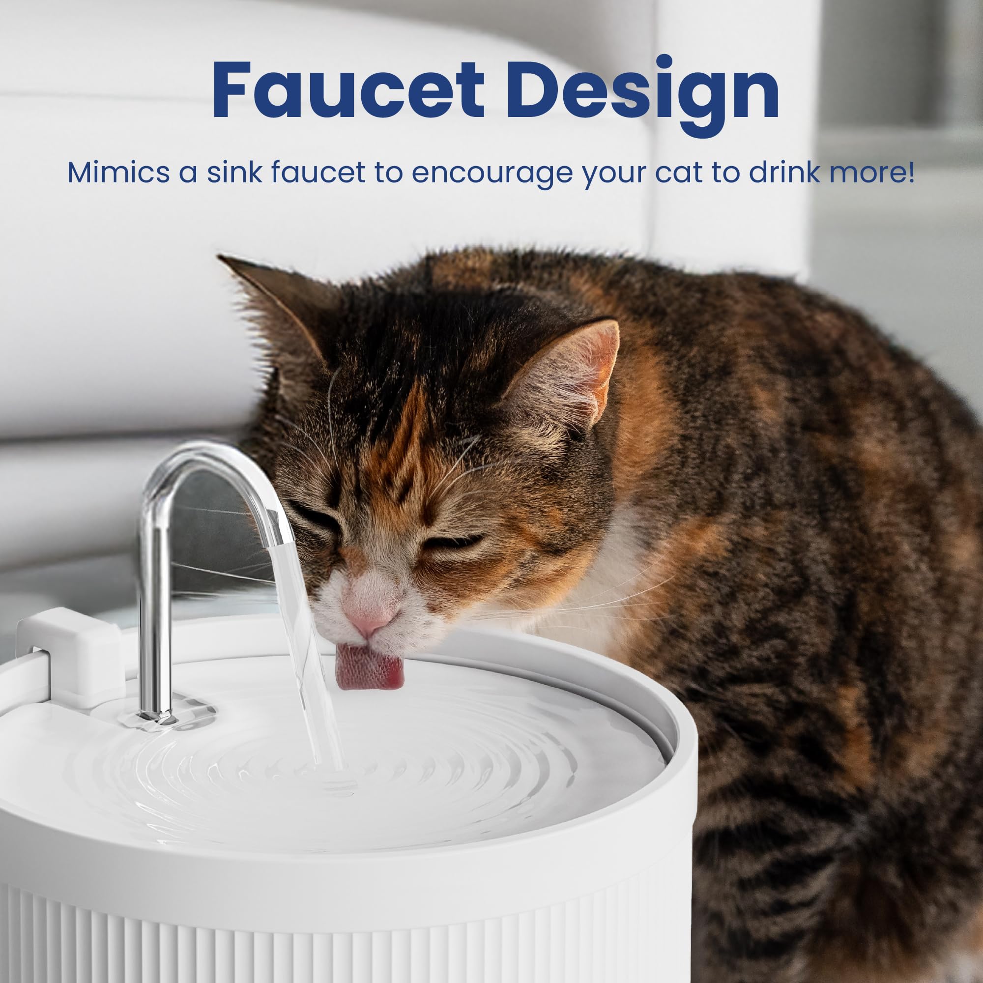 Luxury White Ceramic Cat Water Fountain with Faucet Spout – Ultra Quiet 5-Layer Filtration System