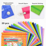 20-Pack Multicolor 3-Ring Binder Pencil Pouches
