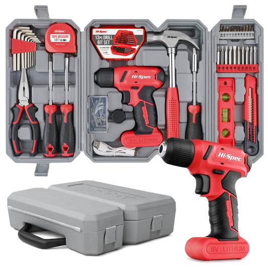 Cordless Electric Drill & Home Tool Kit Set – USB Rechargeable DIY Power Tool with Carry Case