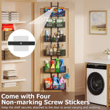 Hongtamoya Over-the-Door Metal Storage Organizer – 6 Adjustable Mesh Baskets & Hooks for Closet, Pantry & Bathroom (Black)