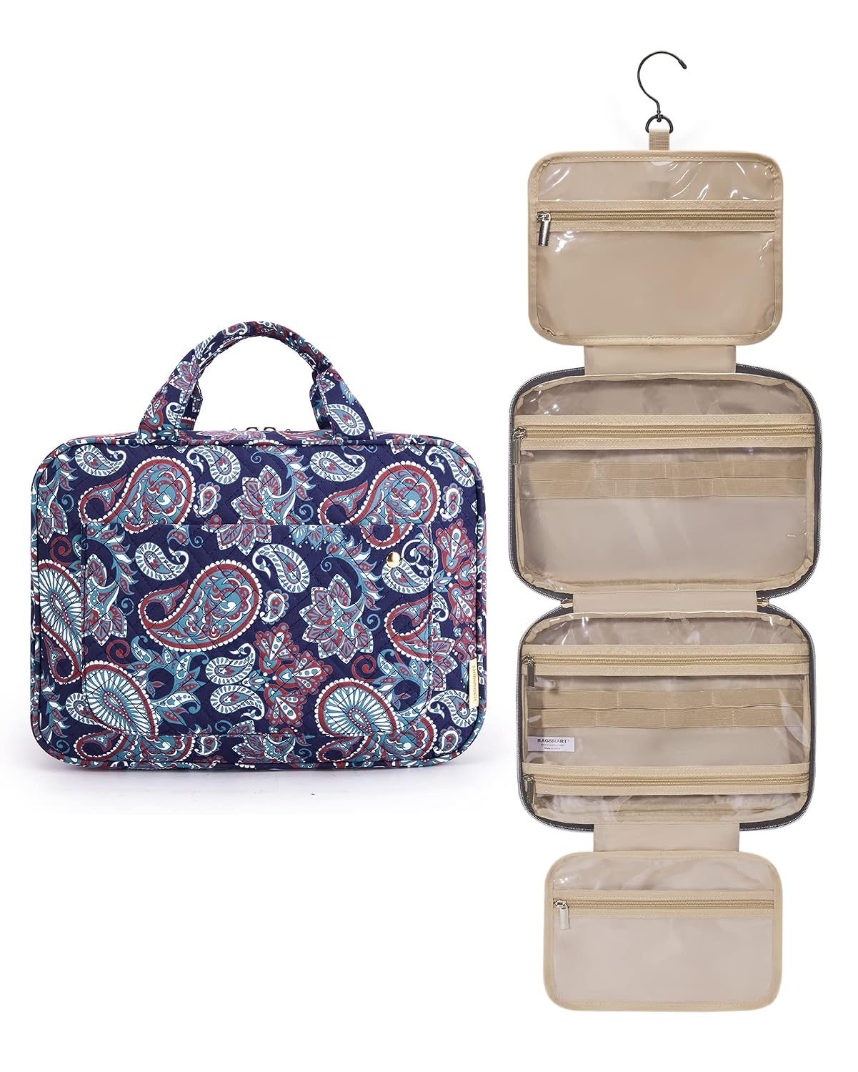 Premium Hanging Toiletry Bag with 360° Hook & Clear Travel Compartments