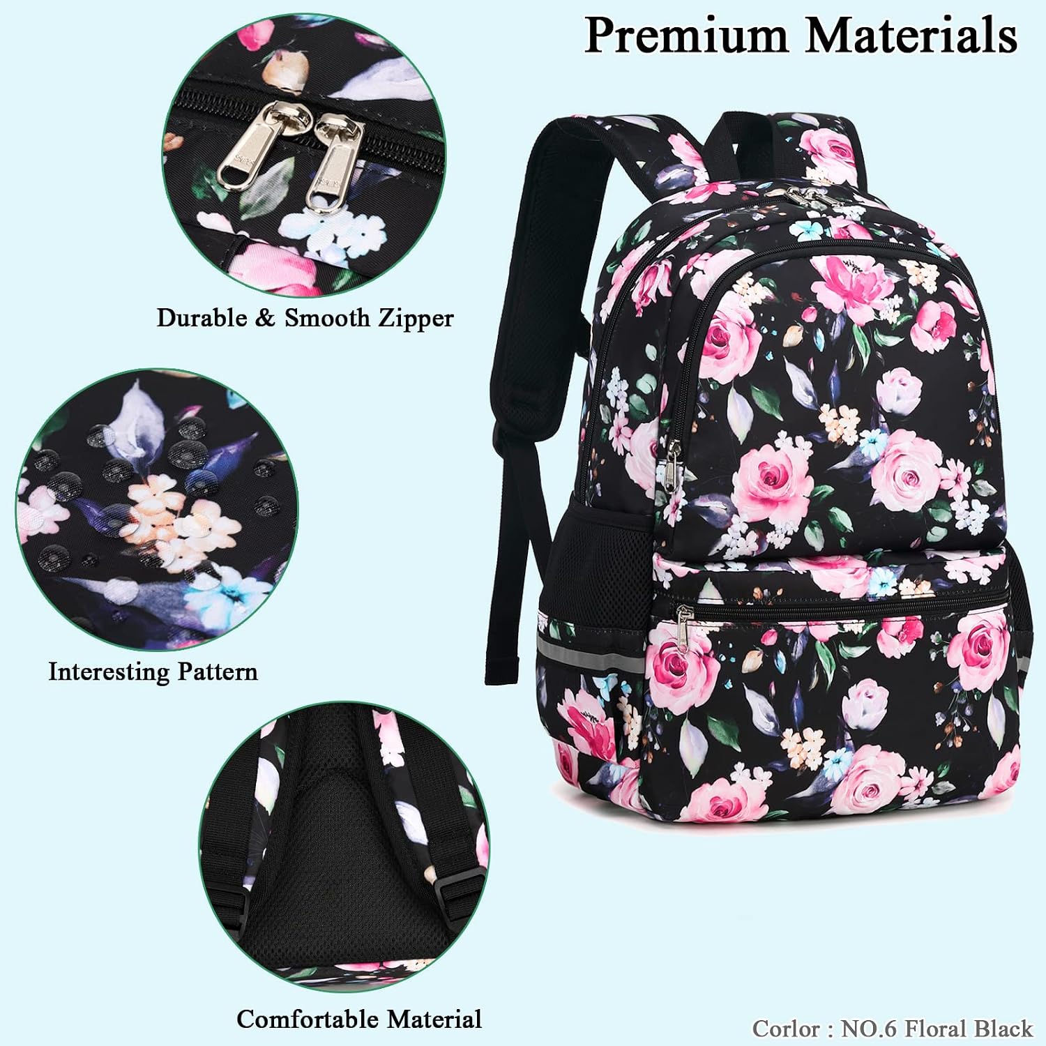 Floral Lake School Backpack Set with Insulated Lunch Bag