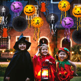 Halloween Classic Party Decoration Set – 10-Piece Paper Lantern & Hanging Décor Kit with LED Bulbs (Pumpkin, Skeleton, Bat, Witch & Spider Designs)