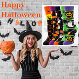 6Pairs Women’s Halloween Socks – Pumpkin, Ghost, Witch, Owl & Skeleton Crew Socks for Festive Comfort
