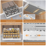 Expandable Pull-Out Cabinet Organizer – No-Drill Slide-Out Drawer with Adjustable Width & Depth for Kitchen & Pantry (White)