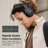 RUNOLIM Active Noise Cancelling Wireless Headphones with 70H Playtime & Hi-Fi Sound – Foldable Bluetooth Over-Ear Headset Black