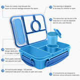Blue 5-Compartment Bento Box with Sauce Container