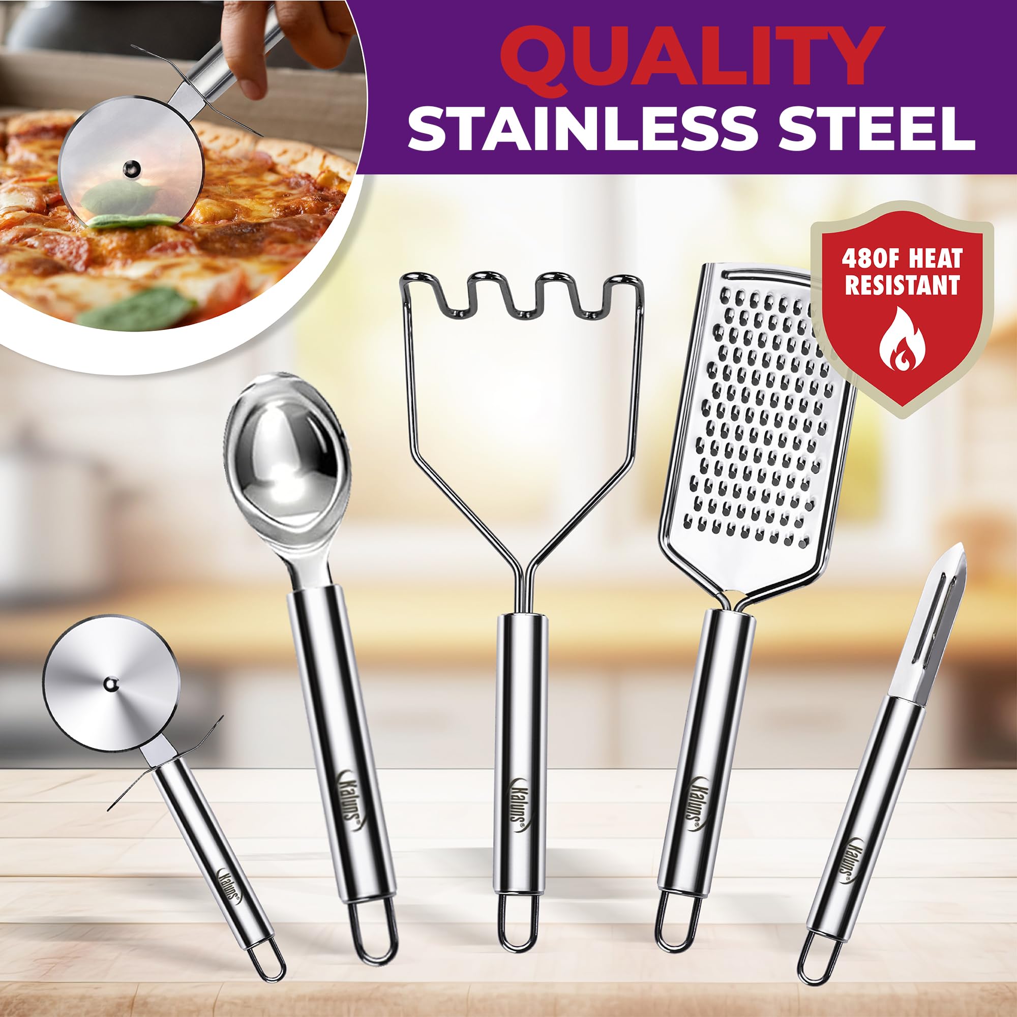 50-Piece Silicone, Stainless Steel & Wood Kitchen Utensil Set – Heat Resistant, Non-Stick Safe (Multicolor)