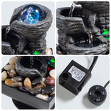 Modern Black Tabletop Water Fountain with LED Crystal Ball – Compact Indoor Zen Decor