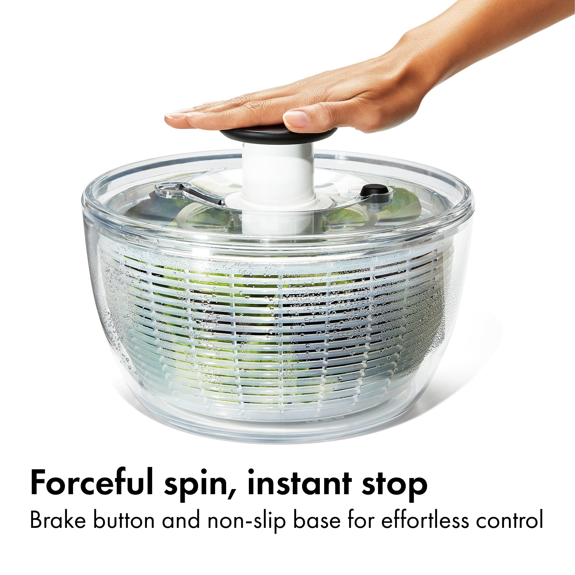 One-Touch Salad Spinner with Non-Slip Base for Lettuce, Herbs & Vegetables
