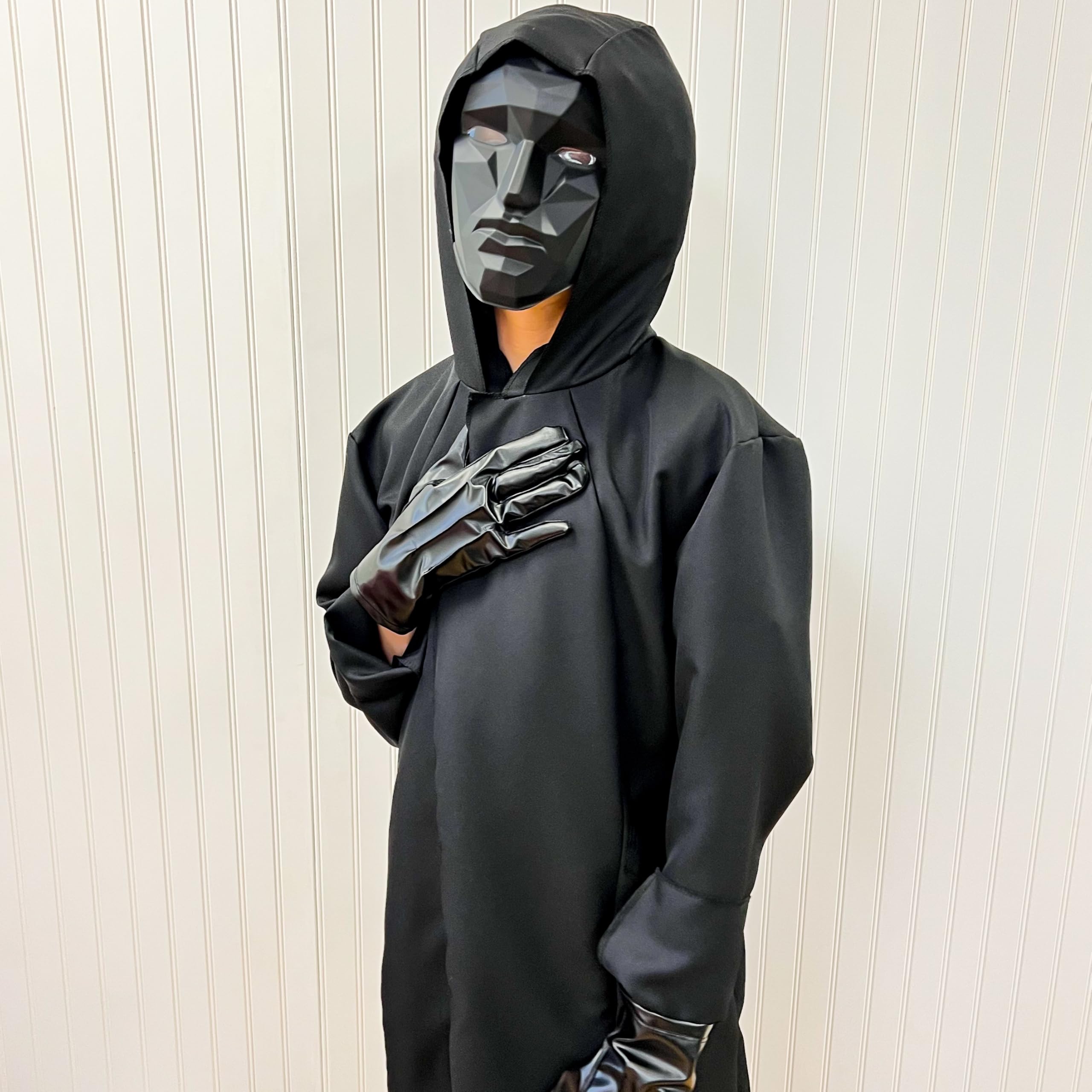 Squid Game Front Man Costume – Official Netflix Inspired Outfit with Jacket, Gloves & Geometric Mask