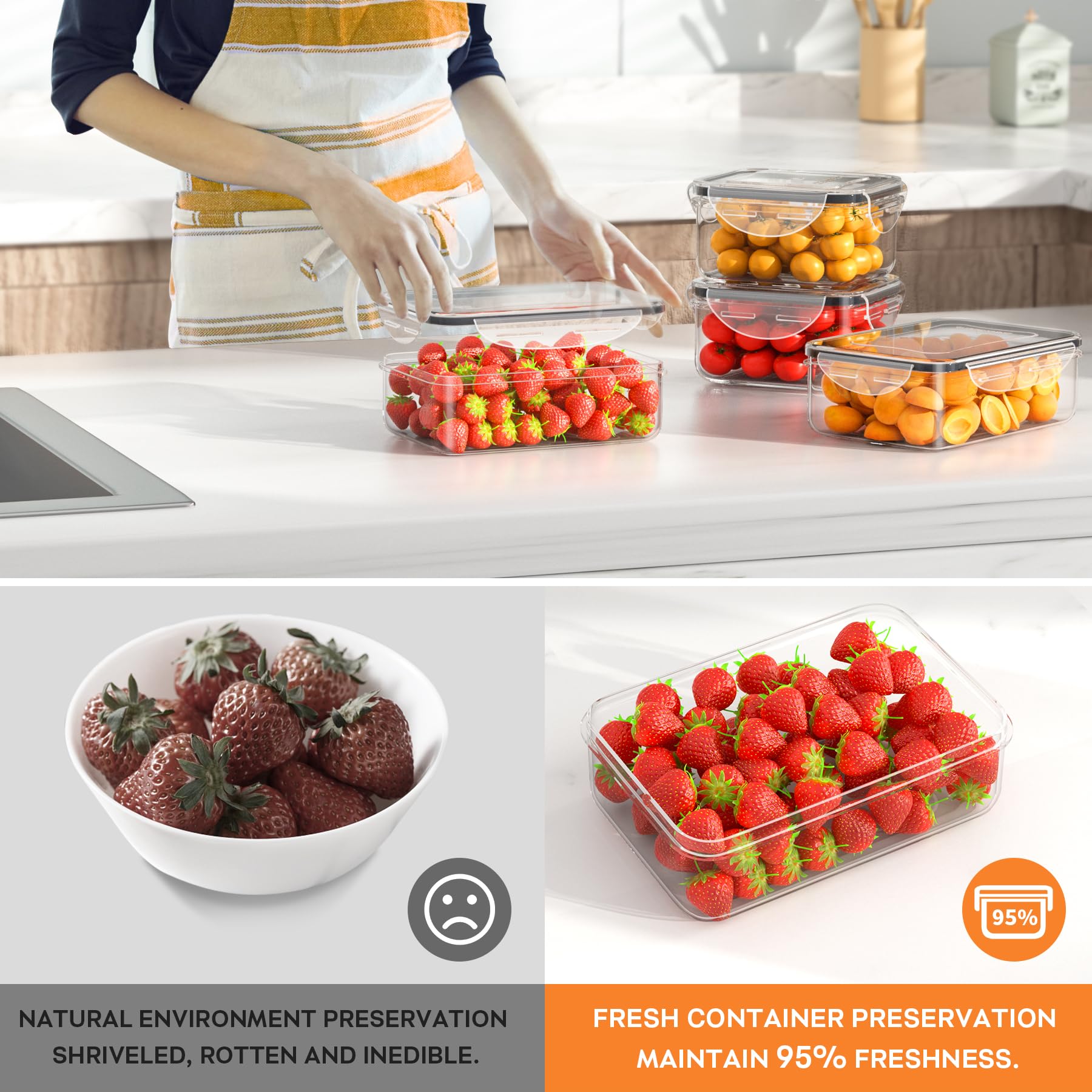 Airtight Food Storage Containers Set – 20 Piece Stackable Clear Meal Prep Containers with Lids