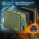 DOCSAFE Fireproof Hard-Shell Document Box with Lock – Portable File Organizer for Home, Office & Travel (Green)