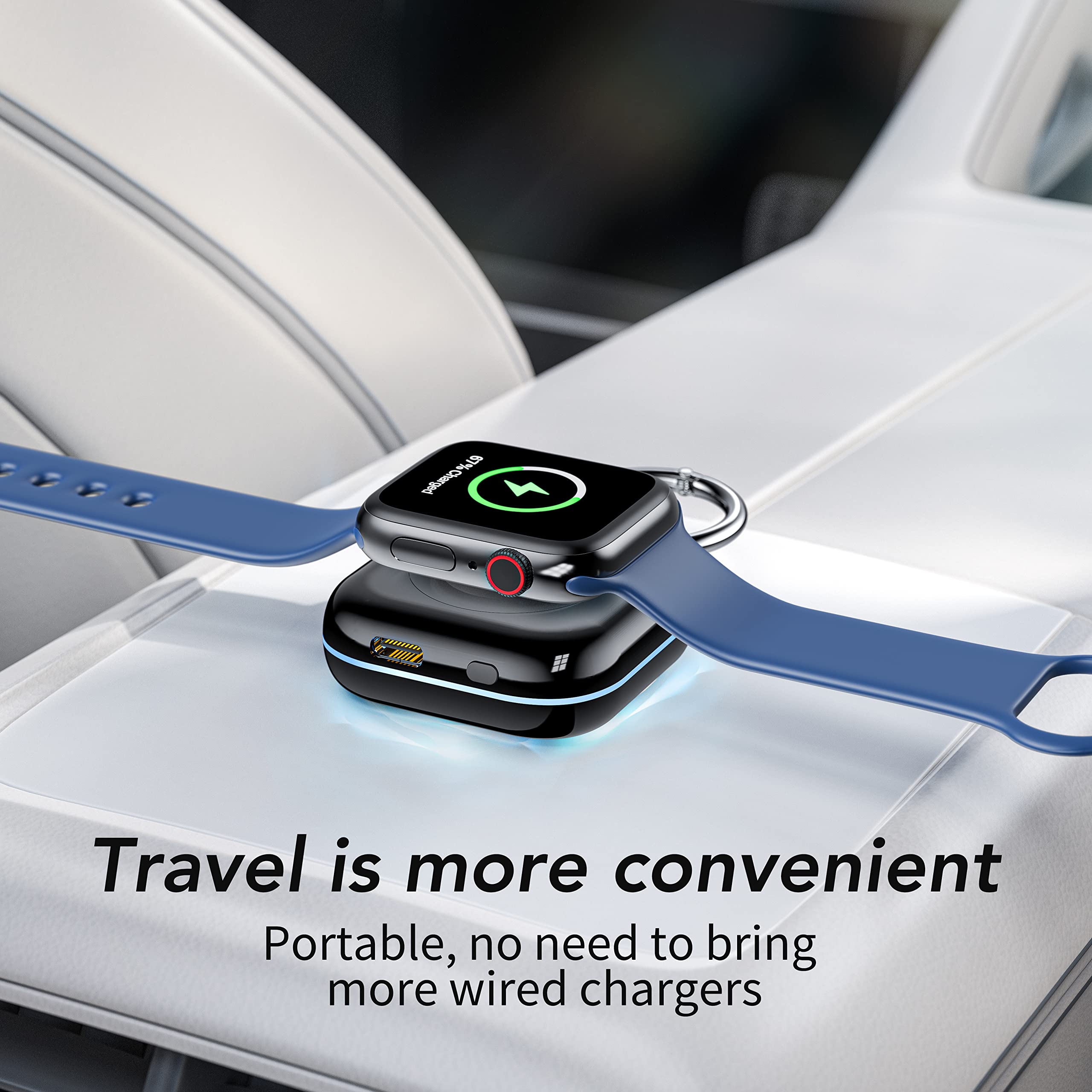 Portable Magnetic Charger for Apple Watch with 1200mAh Battery, Keychain Wireless Power Bank Compatible with Apple Watch Ultra, Series 11–1 & SE