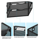 Marbrasse Wall-Mounted 2-Tier File Holder – Vertical Mesh Document & Mail Organizer for Office and Home (Black)