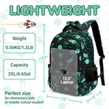 Black Green 17-Inch School Backpack with Laptop Sleeve
